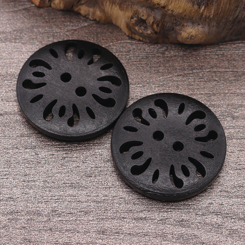 KTX-288787 Natural Wood Dyed Eye Buttons Set for Cardigans and Coats - 20 Pieces