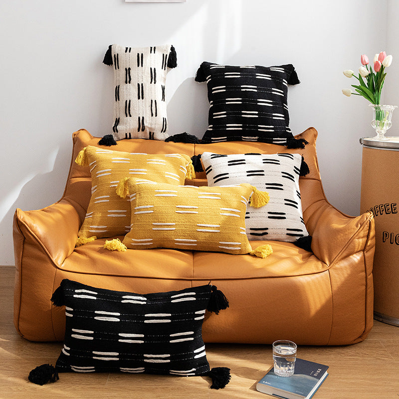 KTX-288915 Bohemian Circle Fringe Pillow Cover, Cotton, Nordic Style, 45x45cm & 30x50cm