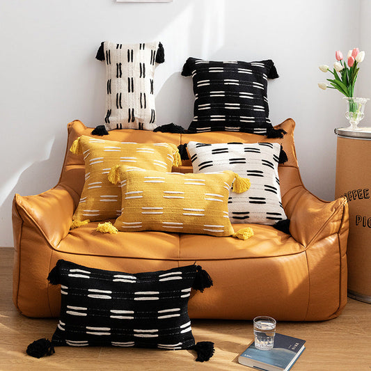 KTX-288915 Bohemian Circle Fringe Pillow Cover, Cotton, Nordic Style, 45x45cm & 30x50cm