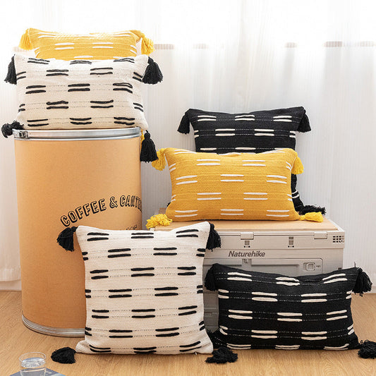 KTX-288915 Bohemian Circle Fringe Pillow Cover, Cotton, Nordic Style, 45x45cm & 30x50cm