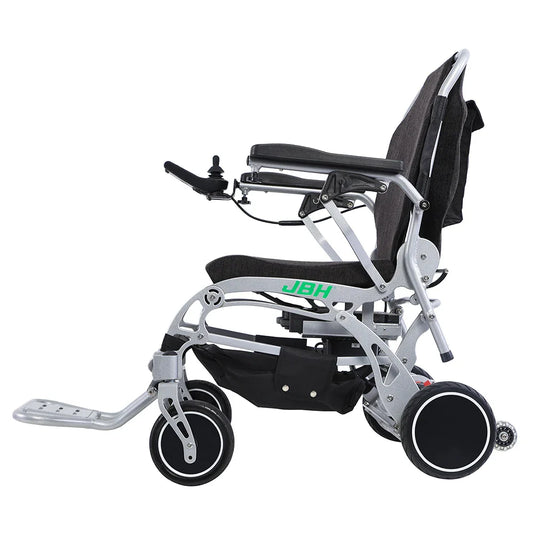 KTX-288979 Lightweight Folding Power Wheelchair for Elderly with Removable Battery, 20km Range, Aluminum Alloy Frame, Silver