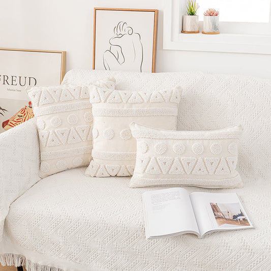 KTX-289107 Nordic Style Tufted Geometric Pillowcase – Cotton Cover with Diverse Colors and Textures, 45x45cm or 30x50cm