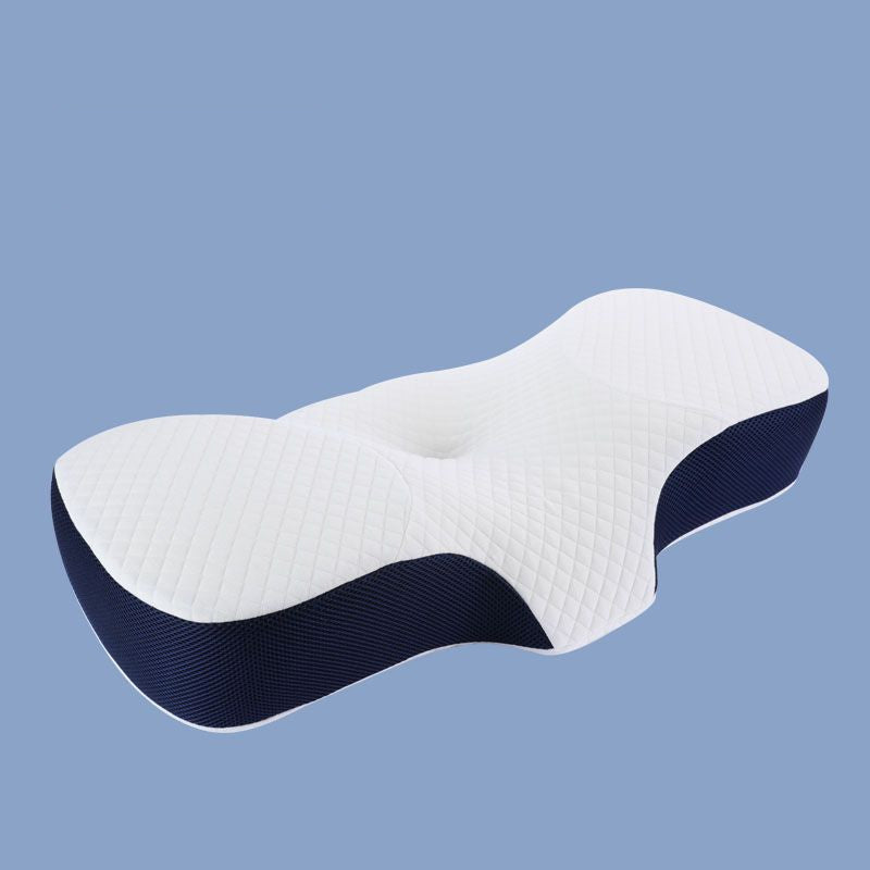 KTX-289427 Memory Foam Neck Support Pillow with Lyocell Fiber Cover - Butterfly Design, White