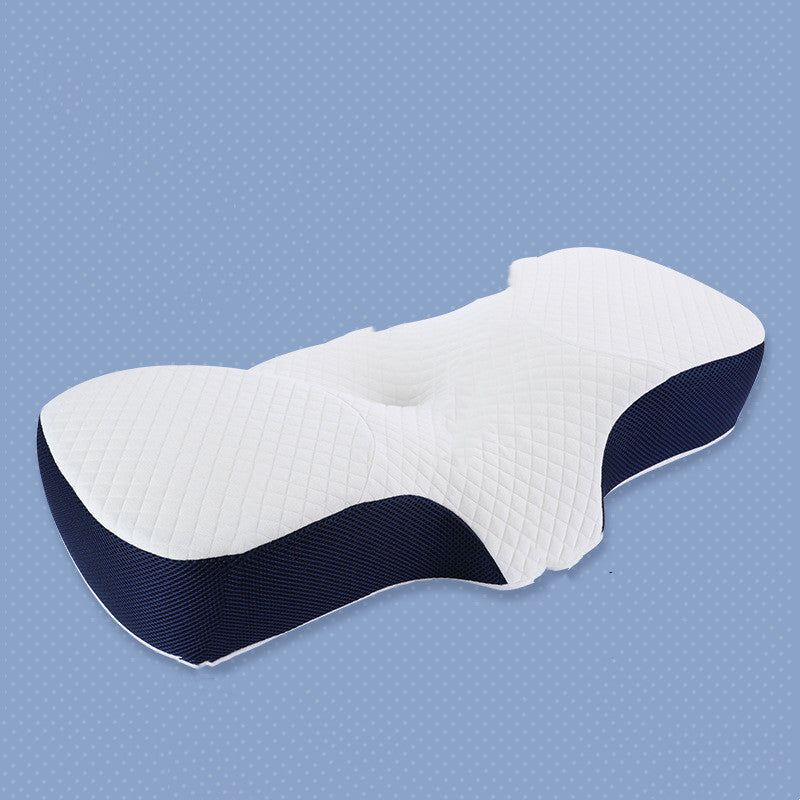 KTX-289427 Memory Foam Neck Support Pillow with Lyocell Fiber Cover - Butterfly Design, White
