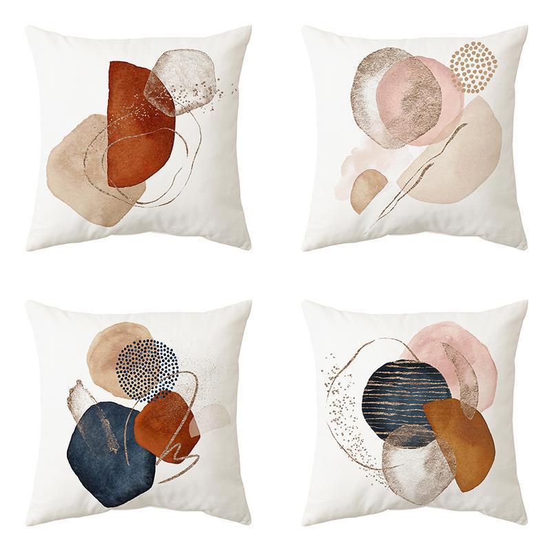 KTX-289939 Geometric Abstract Minimalist Print Cushion Cover, 45x45CM, Chemical Fiber Material