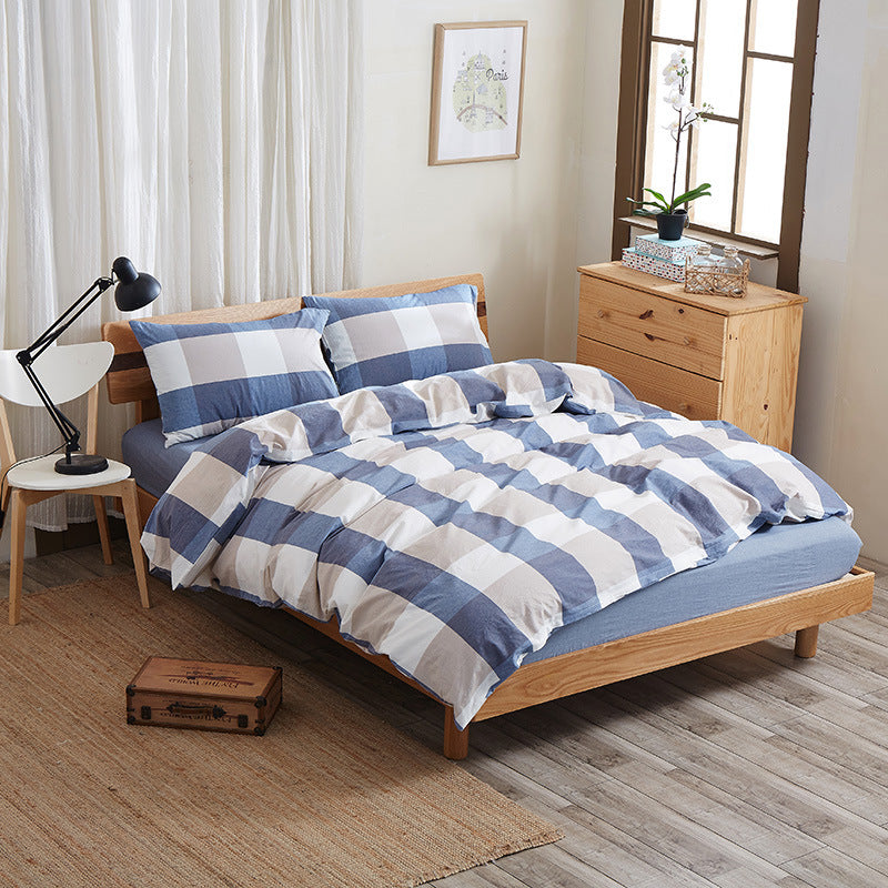 KTX-290067 Geometric Pure Cotton Four-Piece Bed Sheet Set in Red