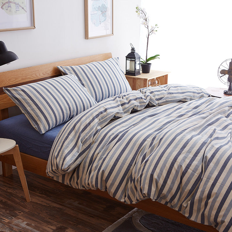 KTX-290067 Geometric Pure Cotton Four-Piece Bed Sheet Set in Red