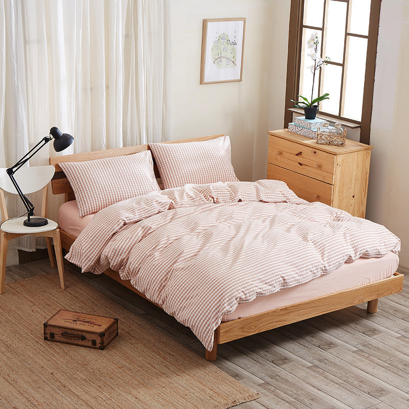 KTX-290067 Geometric Pure Cotton Four-Piece Bed Sheet Set in Red