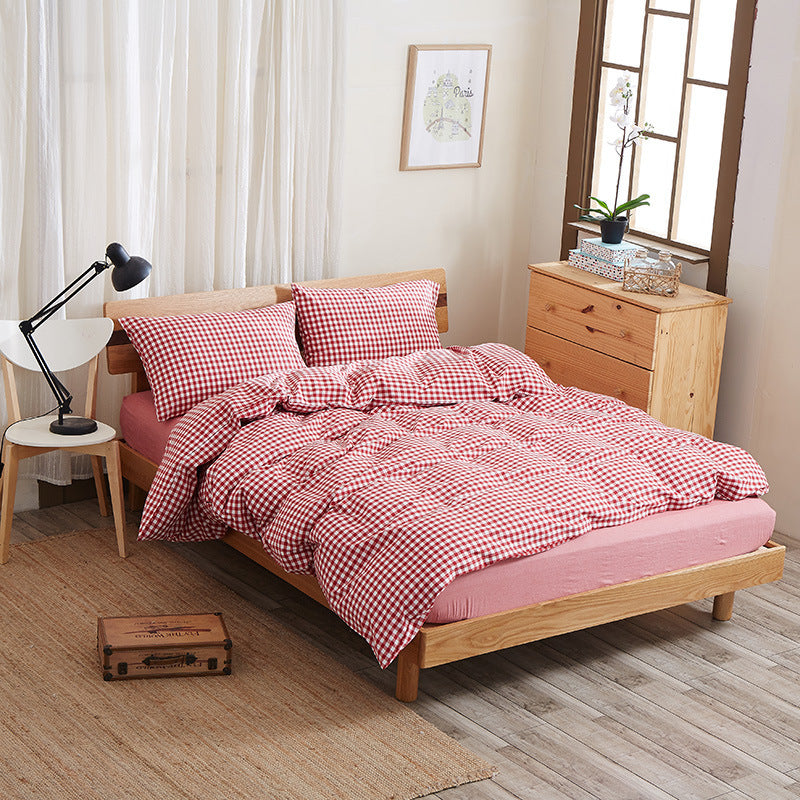 KTX-290067 Geometric Pure Cotton Four-Piece Bed Sheet Set in Red