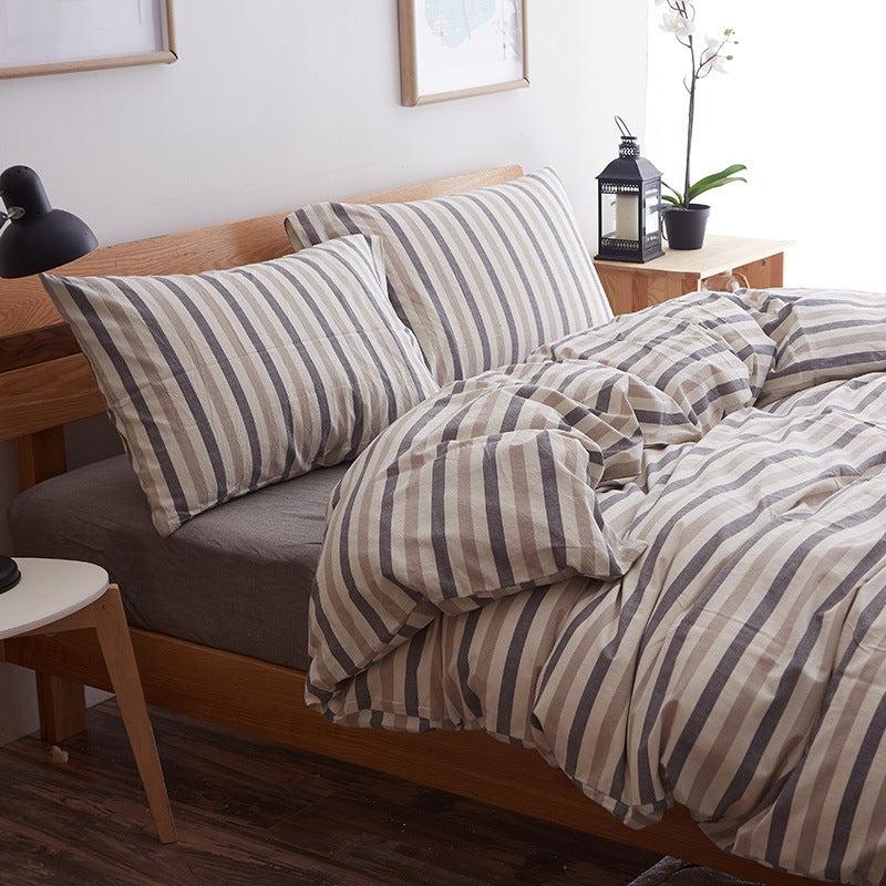 KTX-290067 Geometric Pure Cotton Four-Piece Bed Sheet Set in Red