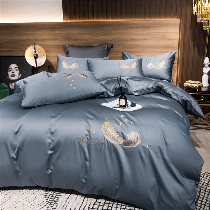 KTX-291091 Cotton Embroidery Four-Piece Bed Set in Multiple Sizes