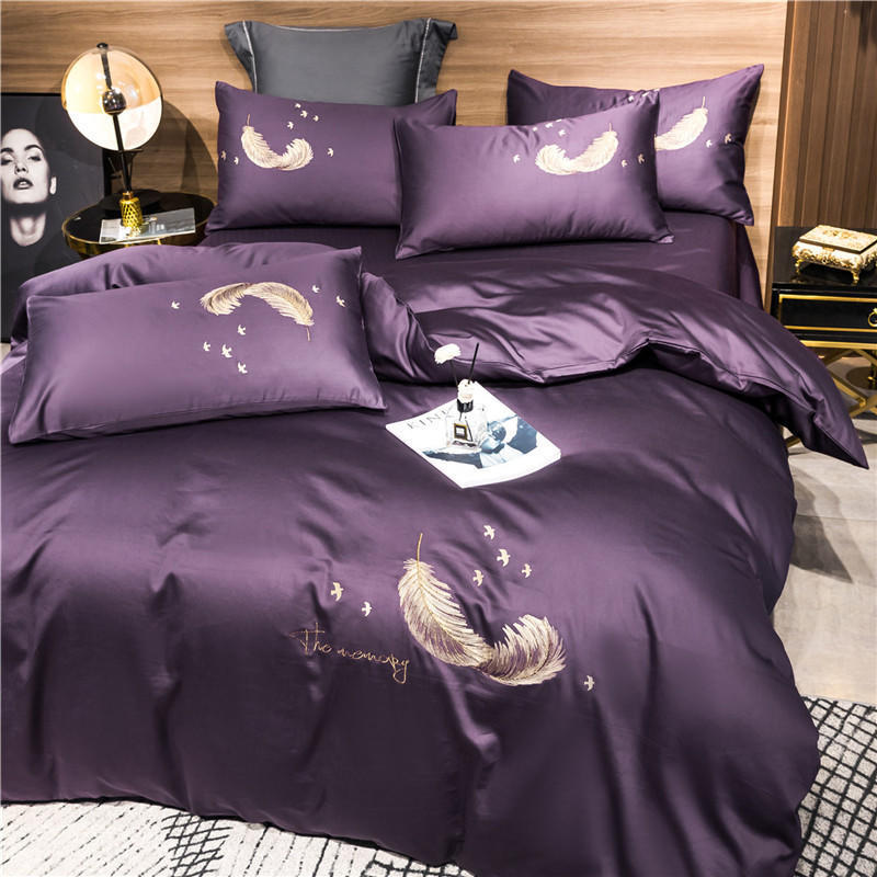 KTX-291091 Cotton Embroidery Four-Piece Bed Set in Multiple Sizes