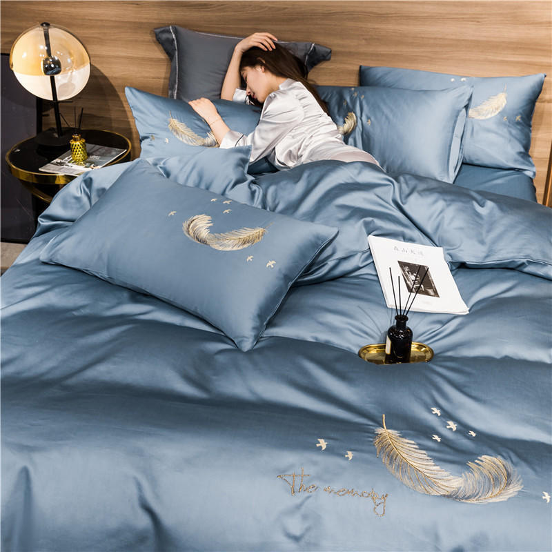 KTX-291091 Cotton Embroidery Four-Piece Bed Set in Multiple Sizes