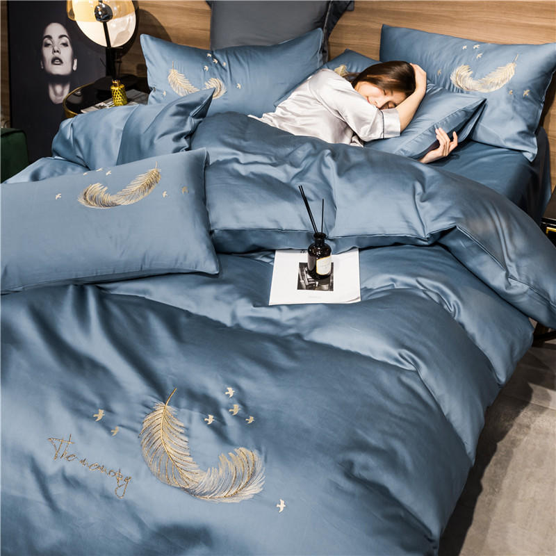 KTX-291091 Cotton Embroidery Four-Piece Bed Set in Multiple Sizes