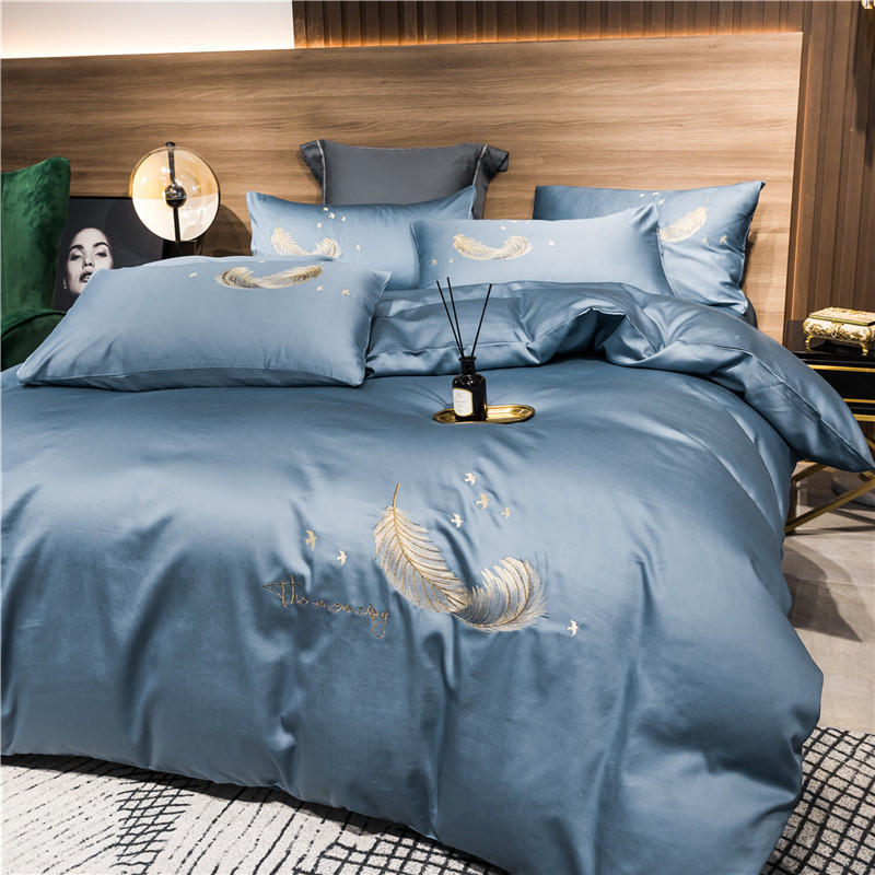 KTX-291091 Cotton Embroidery Four-Piece Bed Set in Multiple Sizes