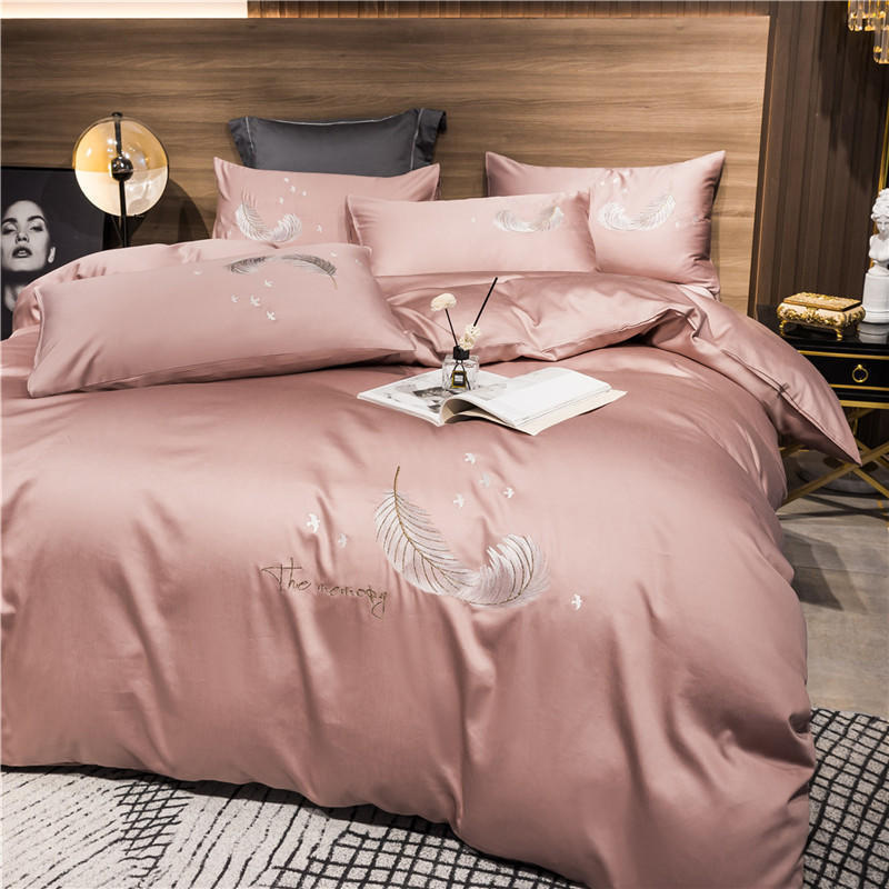 KTX-291091 Cotton Embroidery Four-Piece Bed Set in Multiple Sizes