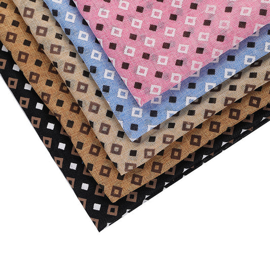 KTX-291091 Small Check Print Cationic Linen Fabric - Decorative Cloth Bundle for Streamers and Pocket Cases - 150cm Width