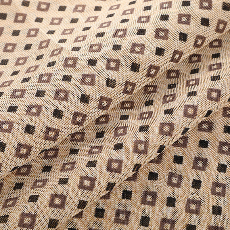 KTX-291091 Small Check Print Cationic Linen Fabric - Decorative Cloth Bundle for Streamers and Pocket Cases - 150cm Width