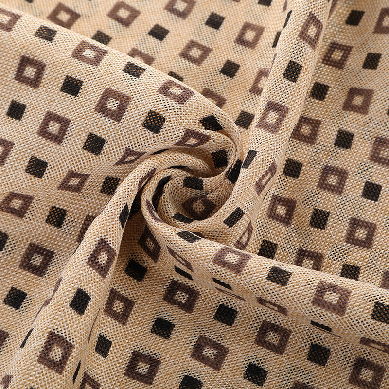 KTX-291091 Small Check Print Cationic Linen Fabric - Decorative Cloth Bundle for Streamers and Pocket Cases - 150cm Width