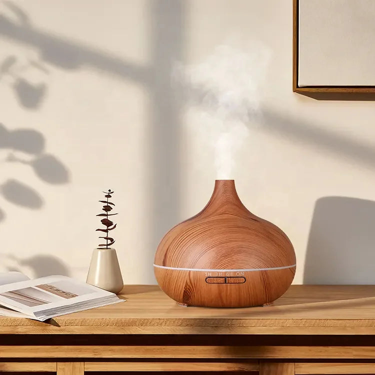 KTX-291603 500ml Remote Control Aromatherapy Essential Oil Diffuser with Air Humidifier and Electric Wooden Design