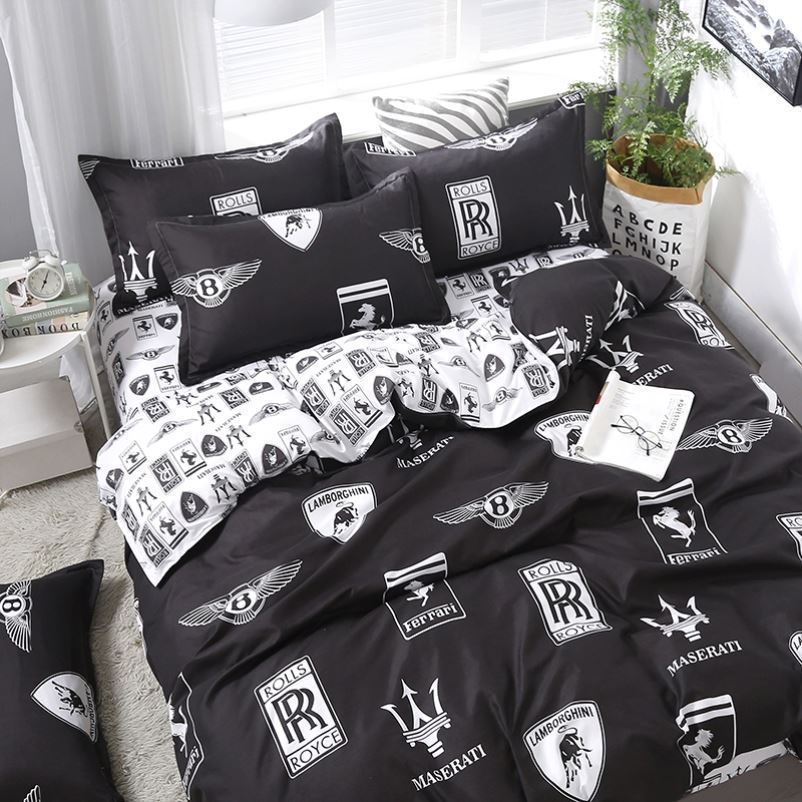 KTX-291731 Four-Piece Pure Cotton Bed Set with Geometric Pattern for 1.8m x 2.2m Bed