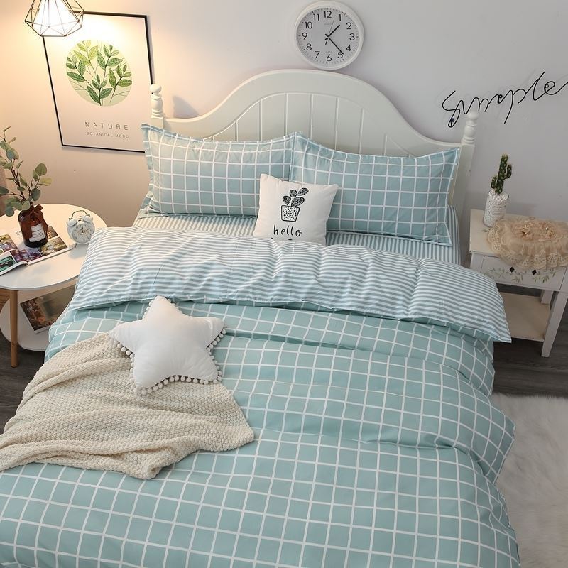 KTX-291731 Four-Piece Pure Cotton Bed Set with Geometric Pattern for 1.8m x 2.2m Bed