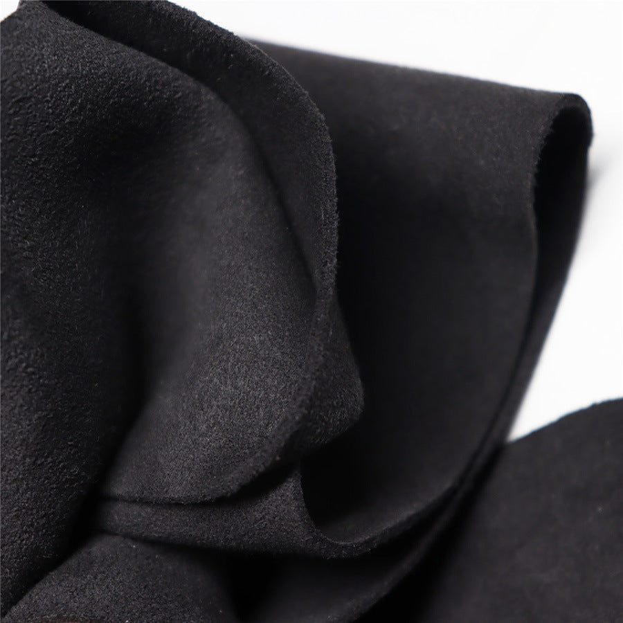 KTX-292243 Double-Sided Microfiber Suede Automotive Leather - Black Grey Fleece for Interior Modifications