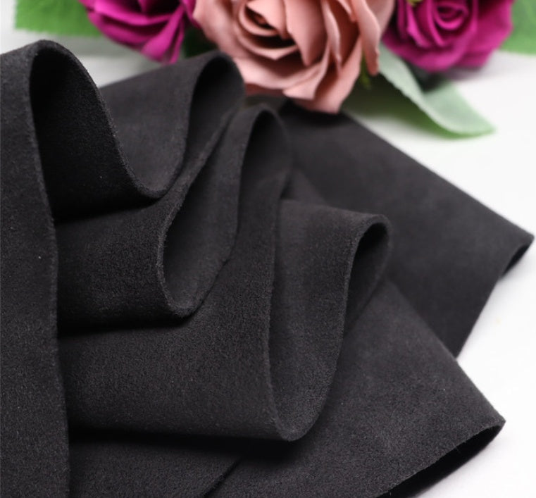 KTX-292243 Double-Sided Microfiber Suede Automotive Leather - Black Grey Fleece for Interior Modifications