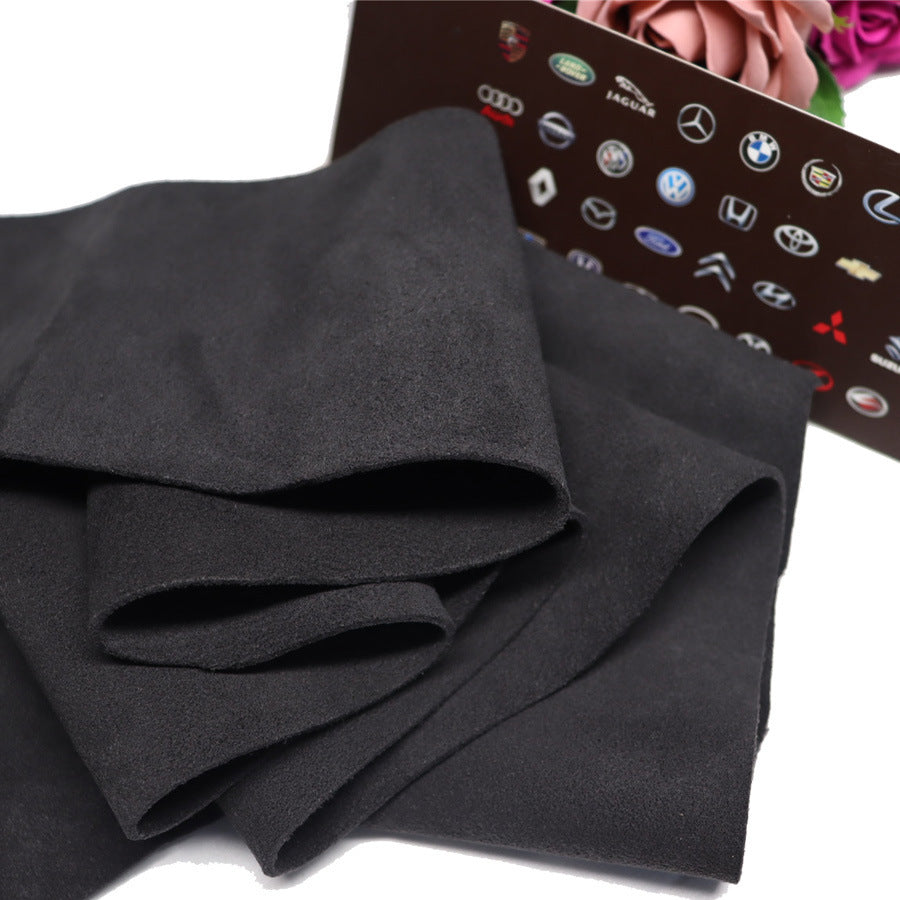 KTX-292243 Double-Sided Microfiber Suede Automotive Leather - Black Grey Fleece for Interior Modifications