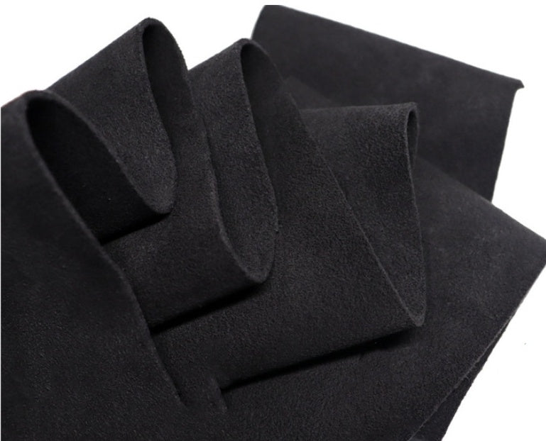 KTX-292243 Double-Sided Microfiber Suede Automotive Leather - Black Grey Fleece for Interior Modifications