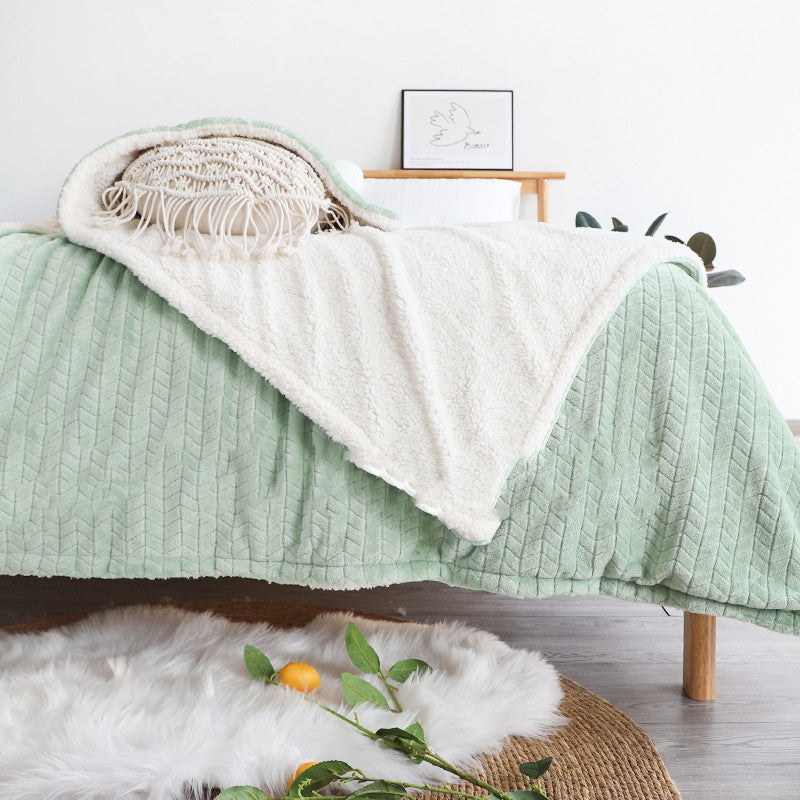 KTX-292243 Thickened Lamb Wool Knee Shawl Cover in Multiple Colors and Gradient Styles