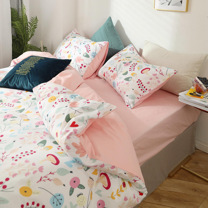KTX-292883 Four-Piece Pure Cotton Bed Linen Set - Twill Weave with Active Printing and Dyeing