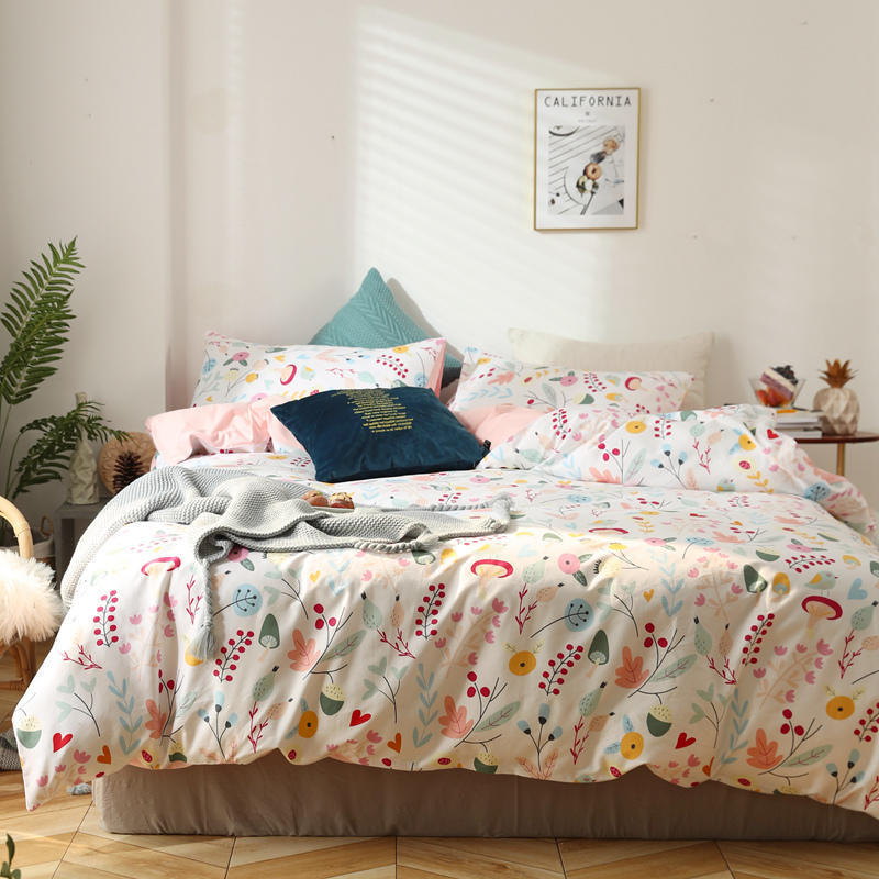 KTX-292883 Four-Piece Pure Cotton Bed Linen Set - Twill Weave with Active Printing and Dyeing