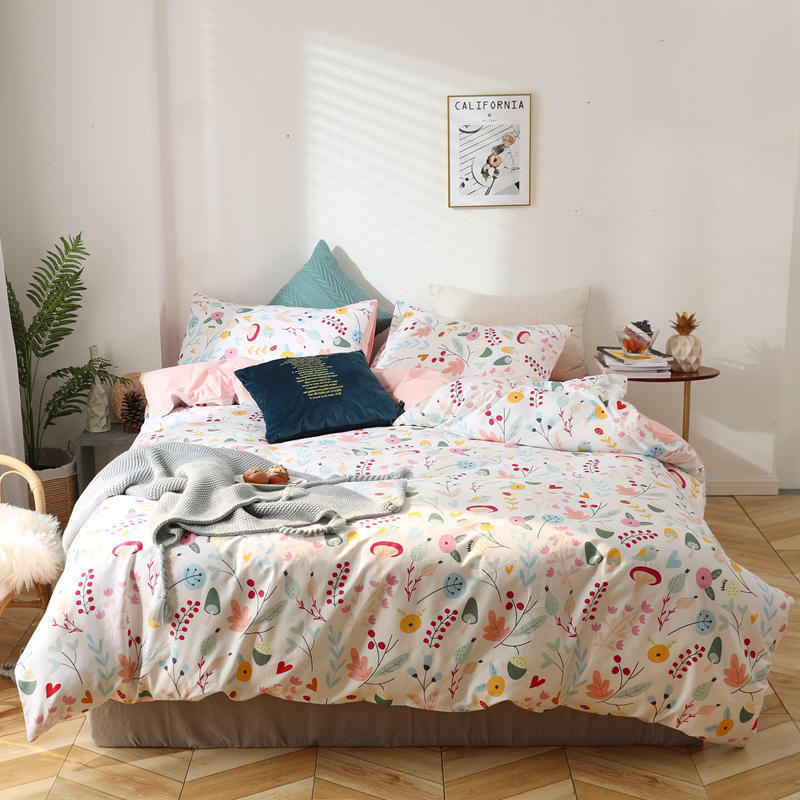 KTX-292883 Four-Piece Pure Cotton Bed Linen Set - Twill Weave with Active Printing and Dyeing