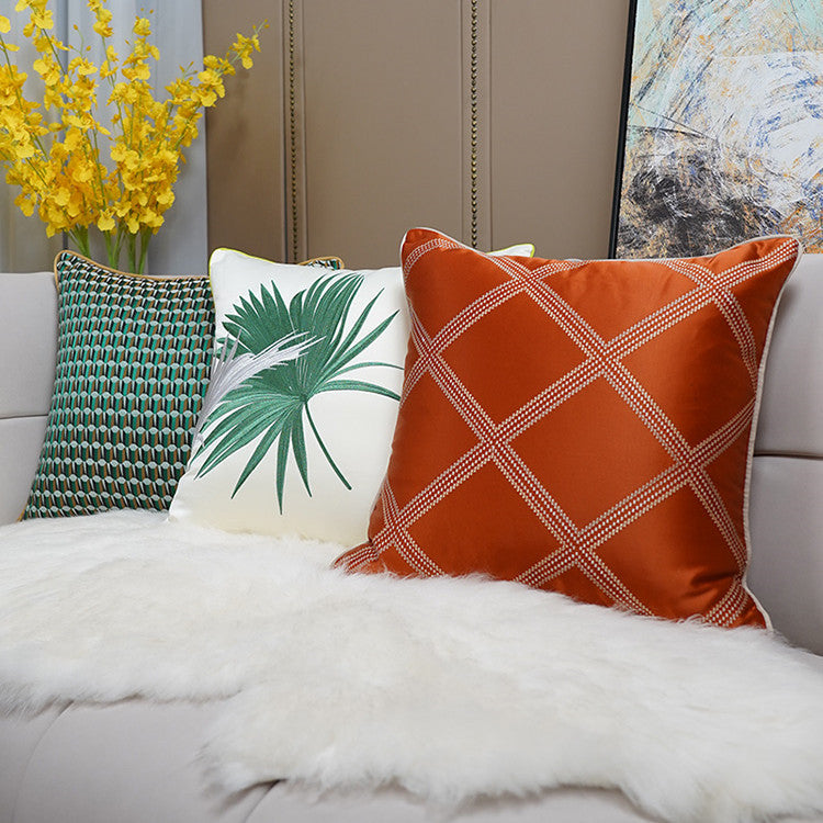 KTX-293715 Minimalist Modern Embroidered Light Luxury Pillow in A0214 Mixed Green, 45x45cm