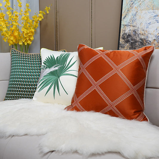 KTX-293715 Minimalist Modern Embroidered Light Luxury Pillow in A0214 Mixed Green, 45x45cm