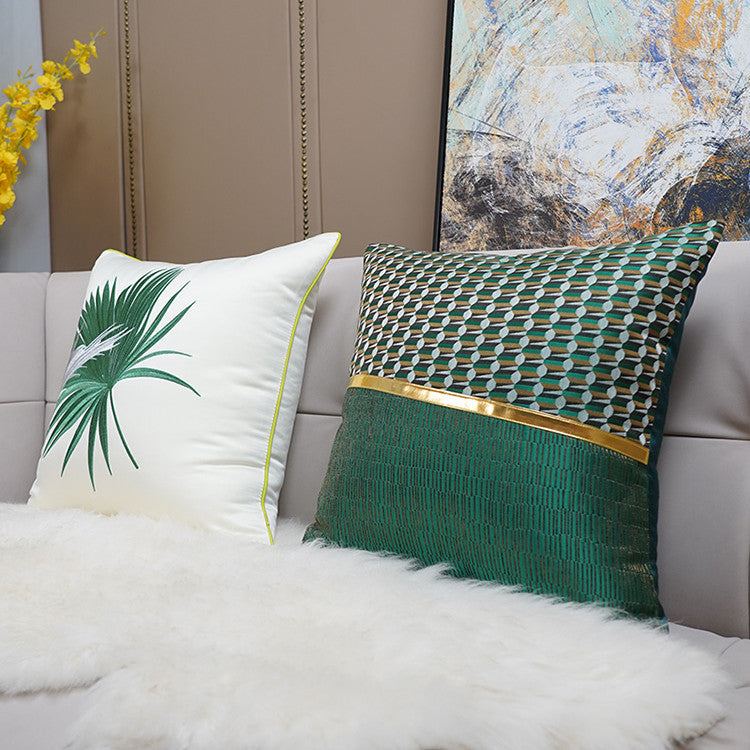 KTX-293715 Minimalist Modern Embroidered Light Luxury Pillow in A0214 Mixed Green, 45x45cm