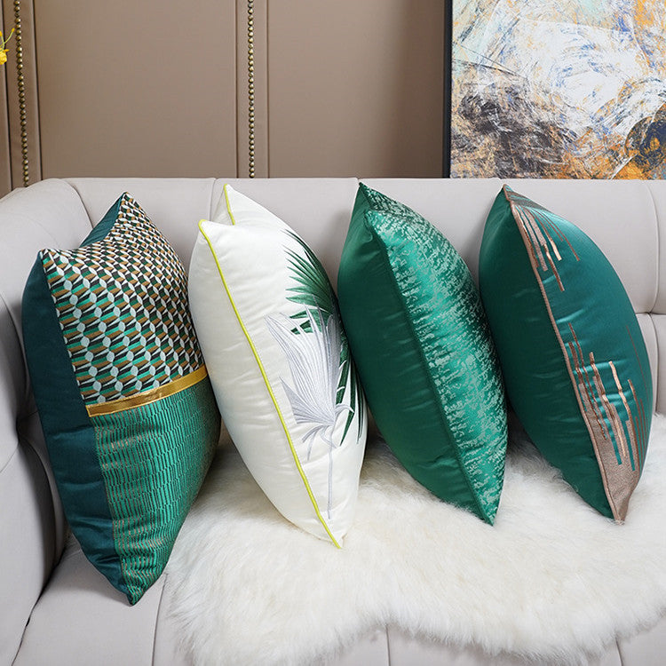 KTX-293715 Minimalist Modern Embroidered Light Luxury Pillow in A0214 Mixed Green, 45x45cm