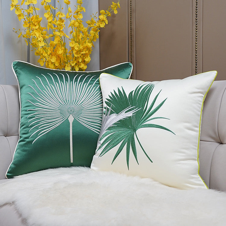 KTX-293715 Minimalist Modern Embroidered Light Luxury Pillow in A0214 Mixed Green, 45x45cm