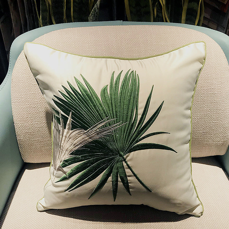KTX-293715 Minimalist Modern Embroidered Light Luxury Pillow in A0214 Mixed Green, 45x45cm