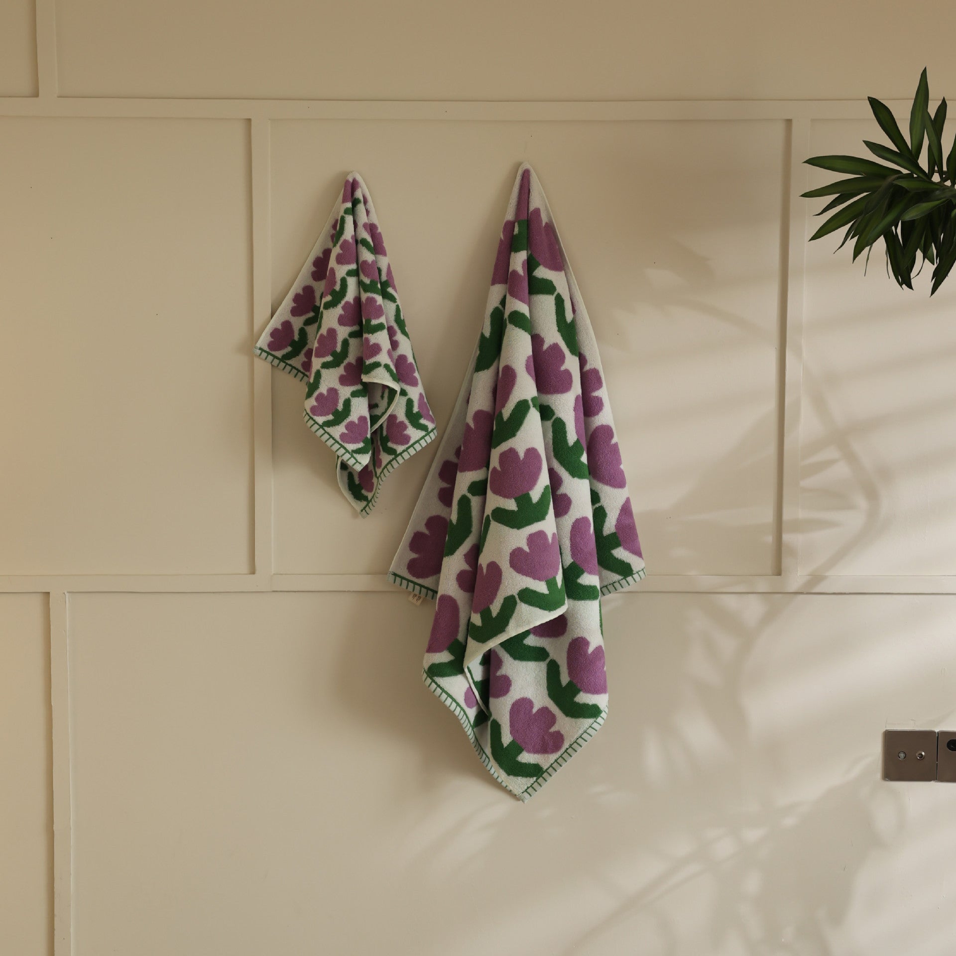 KTX-296275 Xinjiang Long-staple Cotton Small Tulip Towel Set - Soft Powder & Purple Options, 3 Sizes Available
