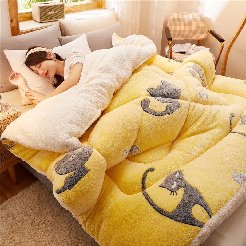 KTX-296339 Winter Thick Lamb Velvet Quilt - Cozy Floral Designs, Multiple Sizes Available