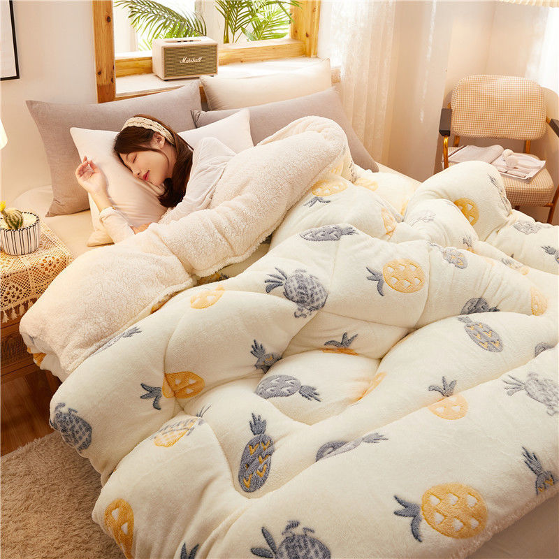 KTX-296339 Winter Thick Lamb Velvet Quilt - Cozy Floral Designs, Multiple Sizes Available