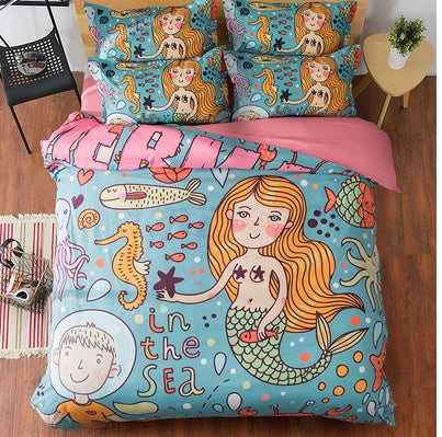 KTX-297491 Cute Cartoon Style 4-Piece Bedding Set for 1.2m to 1.8m Beds in Multiple Designs