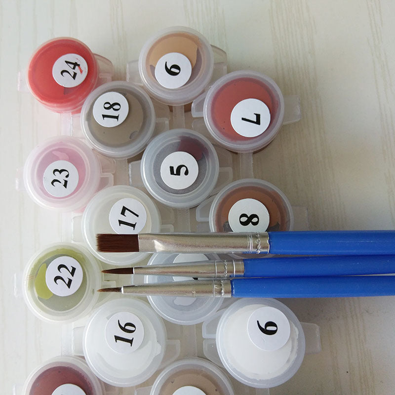 KTX-297939 Digital Oil Painting Kit - Landscape Canvas with Brushes and Pigment - Modern Simplicity in Various Scenic Styles