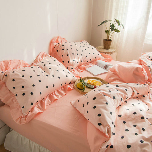 KTX-299155 Korean Heart Shape Quilt Cover Set - 4-Piece Bedding in Customizable Colors