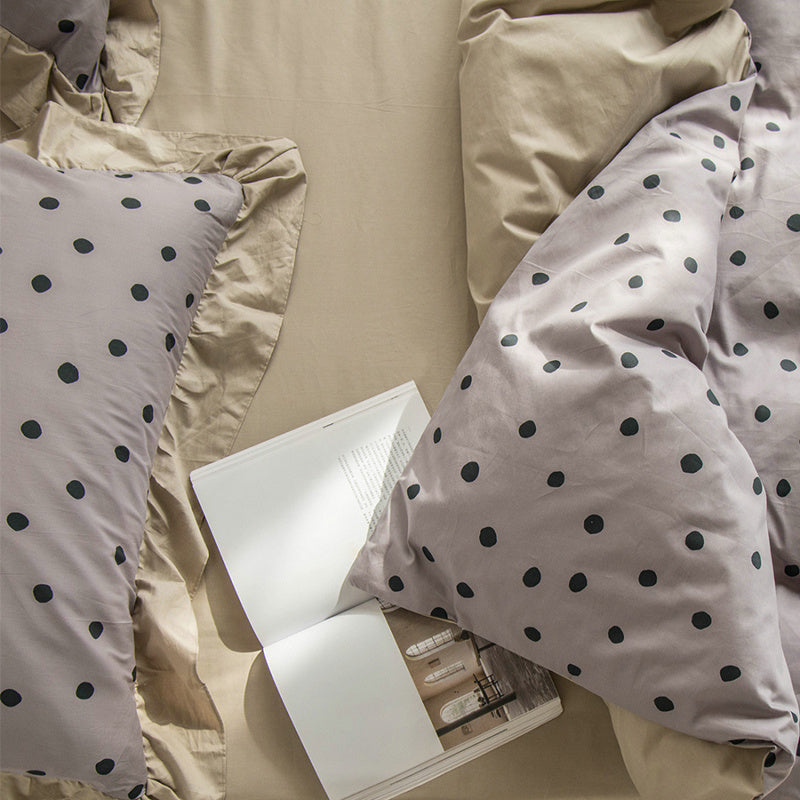 KTX-299155 Korean Heart Shape Quilt Cover Set - 4-Piece Bedding in Customizable Colors