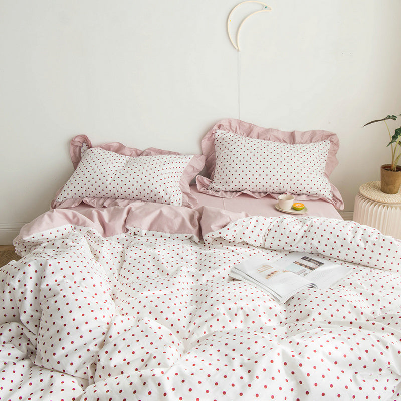 KTX-299155 Korean Heart Shape Quilt Cover Set - 4-Piece Bedding in Customizable Colors