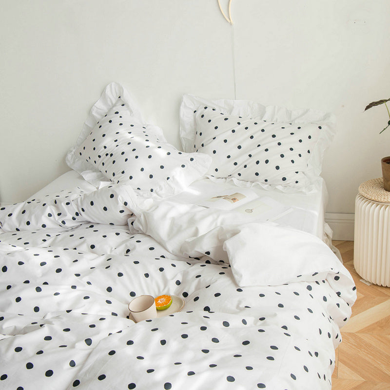 KTX-299155 Korean Heart Shape Quilt Cover Set - 4-Piece Bedding in Customizable Colors