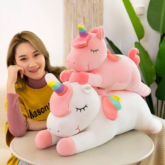 KTX-299411 Soft Plush Unicorn Toy - Colorful 3D Animal Doll Cushion for Kids Ages 3+ - Ideal Gift for Birthdays and More